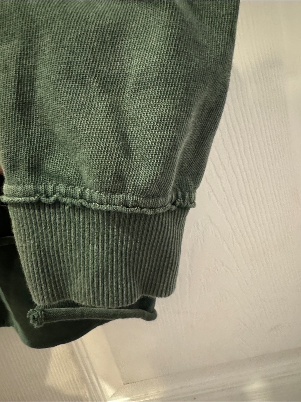AERIE Forest Green Lace-Up V-Neck Hoodie Sweater - Picture 6 of 6